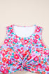 Plus Size Floral Print Twisted High Waist Bikini Set
